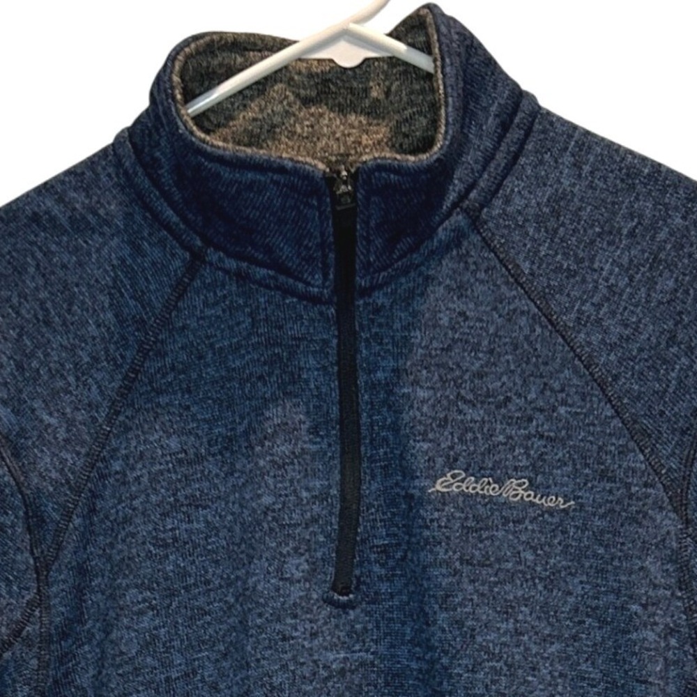 Eddie Bauer Men's Quarter Zip Pullover Fleece Sweater Blue Medium M